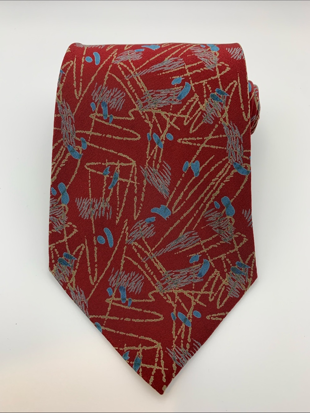 Vintage Yves Saint Laurent Silk Tie Italy Abstract Graphic